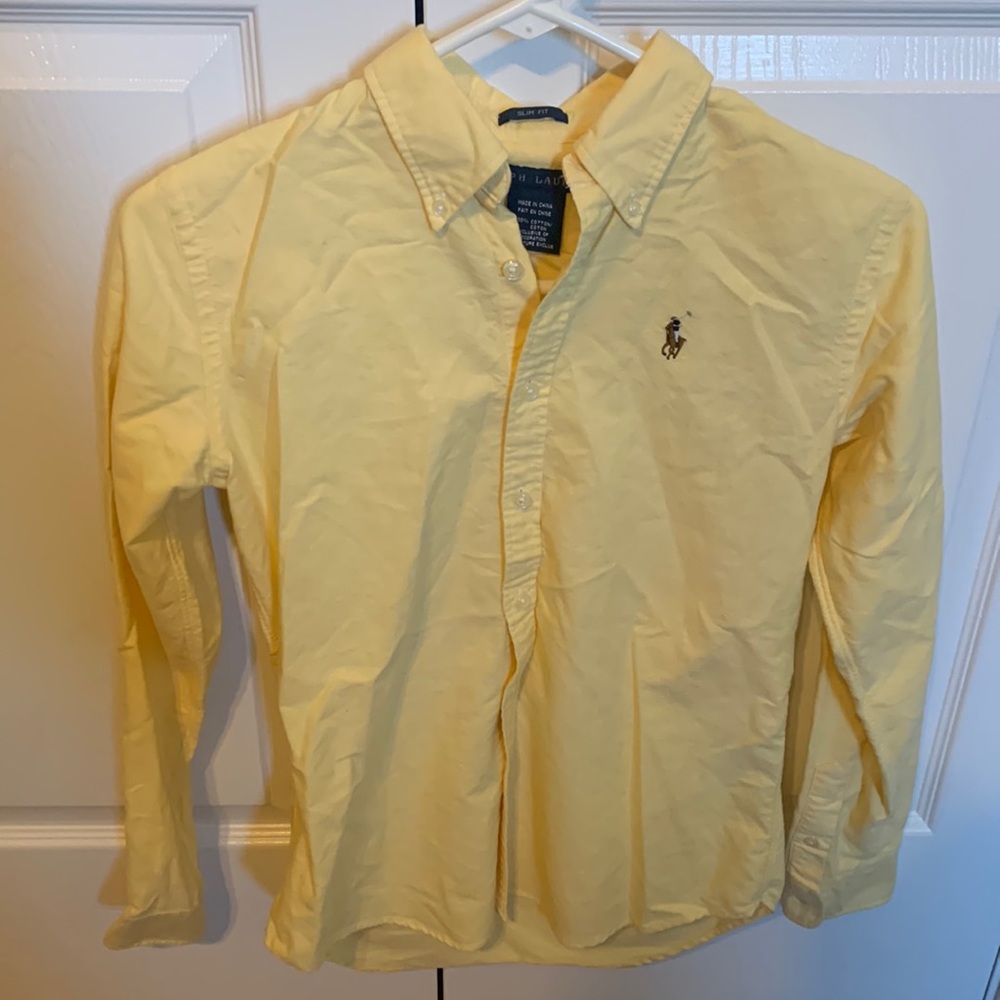 Womens slim fit Ralph Lauren yellow button up